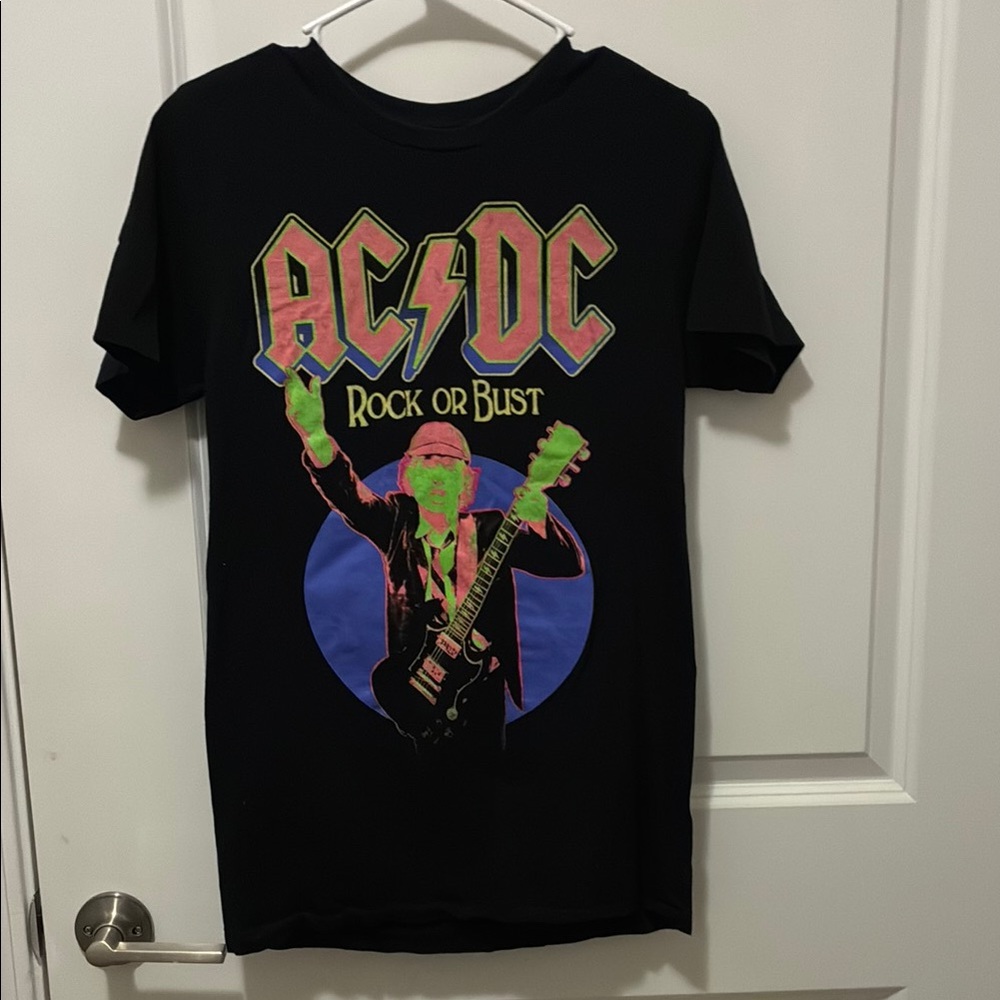 AC/DC Black Short Sleeve Tee Iconic Band Design
